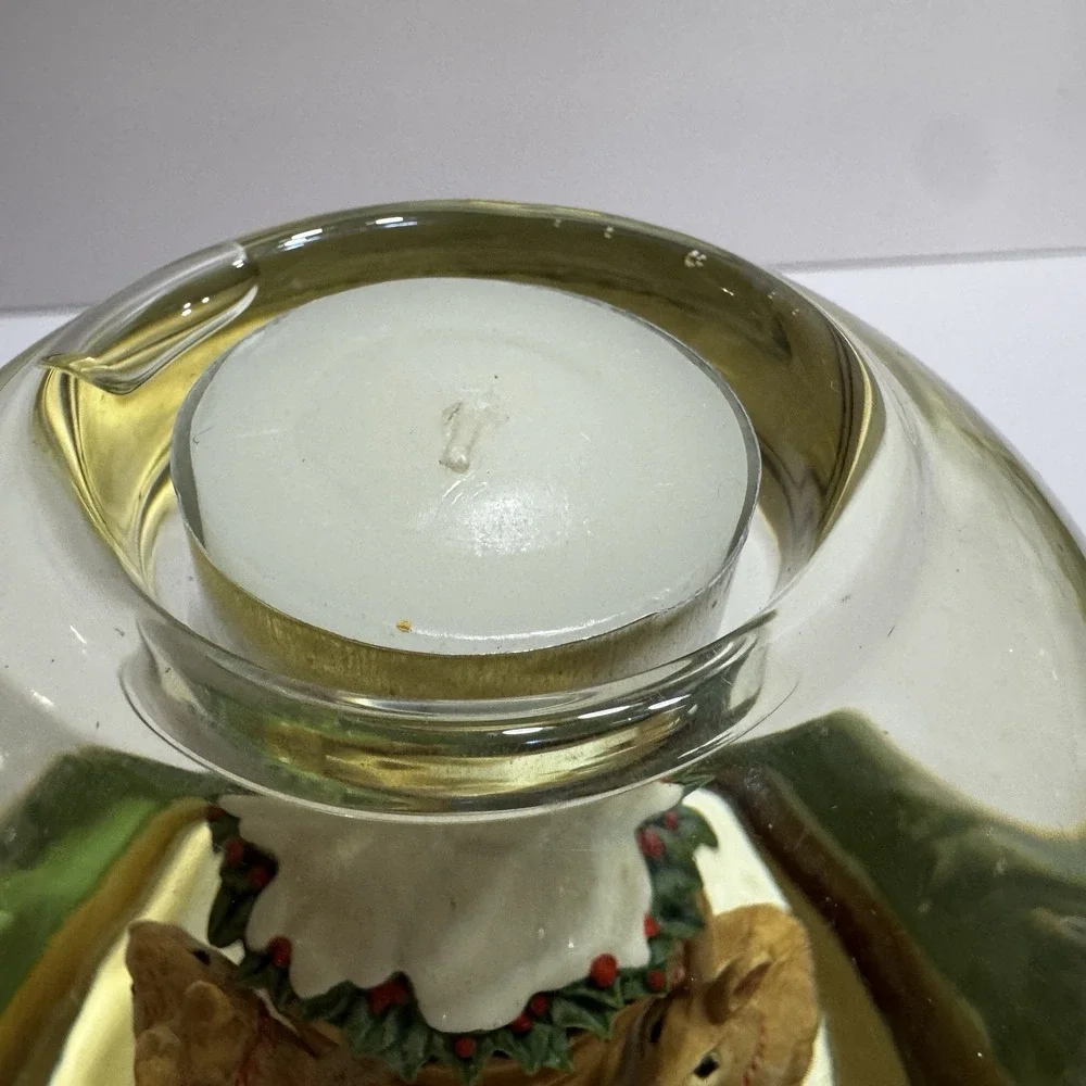 Hallmark Marjolein Bastin Winter Rabbits Christmas Tea Light Candle Water Globe